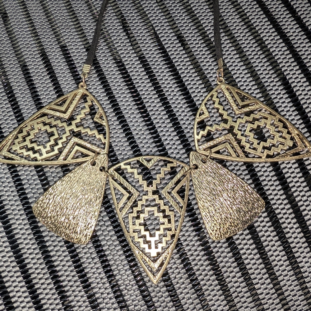 Aztec inspired vintage statement necklace